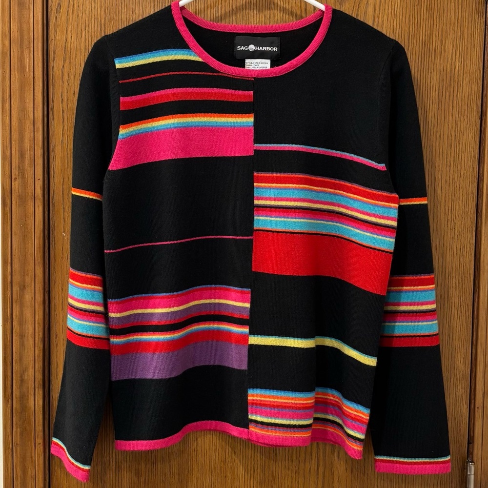 Vintage 90s Sag Harbor striped sweater, small